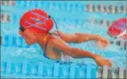  ?? BARRY TAGLIEBER — FOR DIGITAL FIRST MEDIA ?? Baker Park’s Reya Detrick swims the butterfly during the Tri-County Swim League Championsh­ips on July 26.