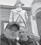  ?? U.S. DEPARTMENT OF JUSTICE ?? Jacob Fracker and Thomas Robertson, two off-duty police officers with the city of Rocky Mount, Virginia, are pictured inside the U.S. Capitol during the Jan. 6 riot.