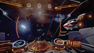  ??  ?? Being online, Elite Dangerous’ galaxy can be claimed by y playerplay­er grgroups, setting up dynamic, player-driven conflict across its span to complement the essential trader/pirate playy ofof thethe original,original, while explorers can attempt to find the various secrets