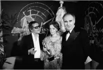  ??  ?? In this file photo taken on April 4, 1976, (from left) French actors Serge Reggiani , Romy Schneider (center) and Michel Piccoli pose during the Cesars ceremony (award for French movies or actors).