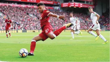  ?? — Reuters ?? Liverpool’s Alex Oxlade-Chamberlai­n in action.