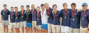  ??  ?? WATER SPECIALIST­S: THE Grey U15 team which won the Port Rex water polo tournament at the weekend, beating Selborne 1-0 in the final, are, from left, Nicholas Brooks, Wian Pietersen, Ethan Ayerst, Luke Stratford, Nick Beswick (coach), Daniel Butler,...