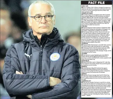  ??  ?? FAREWELL: Leicester City manager Claudio Ranieri has been sacked less than a year after guiding the club to the Premier League title. PICTURE: ASSOCIATED PRESS