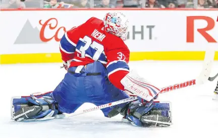  ?? JOHN MAHONEY FILES ?? Canadiens goalie Antti Niemi had a .929 save percentage last season, which ranked just behind league leader Carter Hutton (.931).