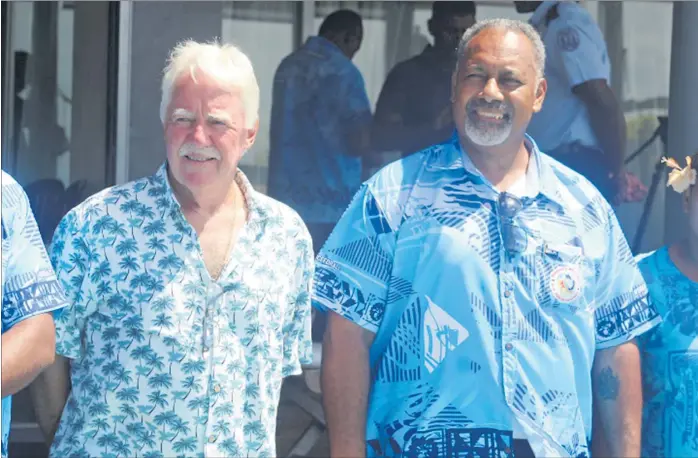  ?? Picture: NACANIELI TUILEVUKA ?? Hydro Taveuni Pte Ltd managing director Dr Philip van der Riet, left, with the Minister for Rural, Maritime Developmen­t and Disaster Management Sakiasi Ditoka.