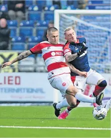  ?? ?? Return Accies midfielder Scott Martin, in action against Falkirk earlier in the season, make his return to the field on Saturday