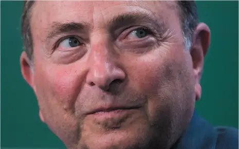  ?? CITIZEN NEWS SERVICE ?? NHL Commission­er Gary Bettman listens after announcing the 2019 NHL Entry Draft will be held in Vancouver, during a news conference in Vancouver on Wednesday, Feb. 28.