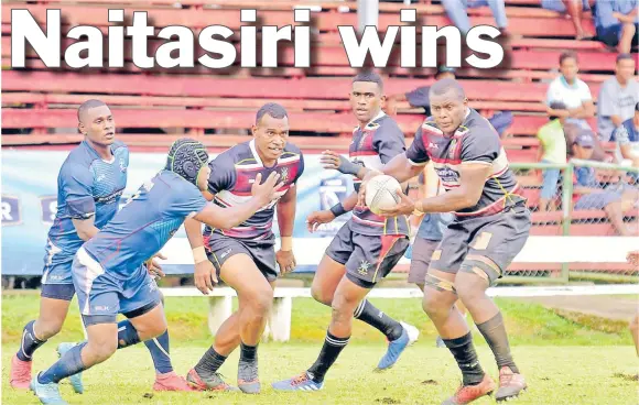  ?? Picture: JONA KONATACI ?? Naitasiri captain Sireli Kaloucava leads by example against Yasawa during their 2020 Skipper Cup fixture at Ratu Cakobau Park in Nausori yesterday.