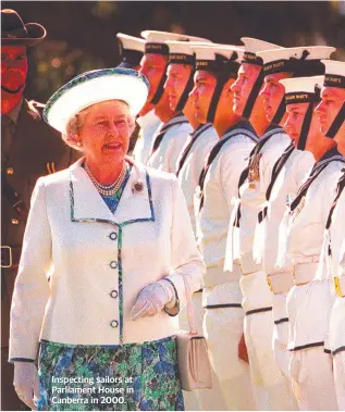  ?? ?? Inspecting sailors at Parliament House in Canberra in 2000.