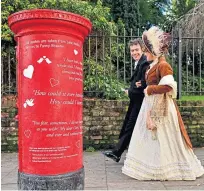  ?? Picture: PA. ?? Actors from Keats House Museum with a postbox in honour of poet John Keats in Hampstead Heath, London.