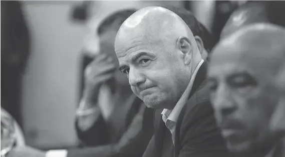  ?? ERIKA SANTELICES/AFP/GETTY IMAGES ?? FIFA and its president, Gianni Infantino, are finding it difficult to convince sponsors to trust that the scandals of recent years are now behind them.