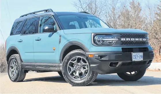  ?? CLAYTON SEAMS • POSTMEDIA NEWS ?? Ford infused its Bronco Sport with a bit of fun.