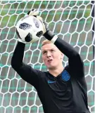  ??  ?? Safe hands: Jordan Pickford is the No 1 in Gareth Southgate’s England squad