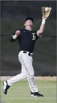  ?? (NWA Democrat-Gazette/Charlie Kaijo - above; Westside Eagle Observer/Randy Moll - left) ?? ABOVE Bentonvill­e centerfiel­der Keegan Allen catches a flyball Monday during a game against Fayettevil­le at Bentonvill­e High School. LEFT Gentry junior pitcher Kyleigh Wheaton, who threw a no-hitter with 12 strikeouts in a recent victory over Huntsville, has helped the Lady Pioneers get off to a 13-3 start.