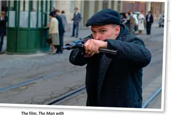  ?? ?? The film, The Man with the Iron Heart, 2017, showing the moment Gabčík tries to use his Sten gun *