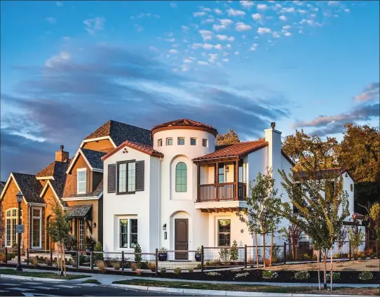  ??  ?? The Estates at Curtis Park Village offers buyers modern luxury with an Old World charm. The homes feature three to four bedrooms, two-car garages and proximity to just about everything.