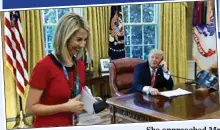  ??  ?? aUdience: Ms Perry in the Oval Office after being singled out by President Trump