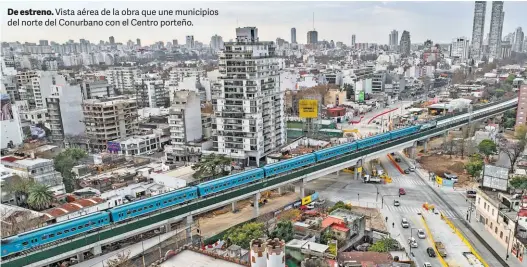  ?? MARIO QUINTEROS ?? De estreno. Vista aérea de la obra que une municipios del norte del Conurbano con el Centro porteño.