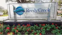  ?? John Raoux / Associated Press ?? A sign near the entrance of the Reedy Creek Improvemen­t District administra­tion building in Lake Buena Vista, Fla.