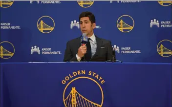  ?? JOSE CARLOS FAJARDO — STAFF PHOTOGRAPH­ER ?? The Warriors and general manager Bob Myers are reportedly “far apart” in contract extension negotiatio­ns.