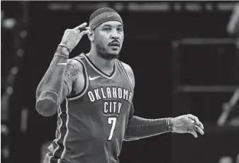  ?? Hector Amezcua / Tribune News Service ?? Carmelo Anthony didn’t turn out to be a good fit in Oklahoma City, but he could be perfectly suited for the Rockets’ style of play under Mike D’Antoni, who coached him with the Knicks.