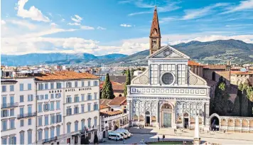  ??  ?? The church of Santa Maria Novella, Florence, where Mrs May delivered her address 403 years after Galileo was denounced there