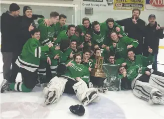  ??  ?? The Western Regals recently won the P.E.I. midget AAA hockey championsh­ip. Back row, from left, coach Joey Dumville, coach Curklan Fraser, Jack Reilly, Carter Cahill, Thomas Rennie, Thomas Shea, Kennedy Gallant, Conor Horne, Kalim Desroches, Chandler Desroches, coach Jason Smallman and coach Darren Hutchinson. Middle row, Jacob Hogan, Michael McRae, Sam Hackett, James Doyle, Ethan Reilly, Ethan Oliver, Alex Hutchinson, Chase Gaudette, Austin Callaghan. Front row, Aiden Williams and Cole Gallant.