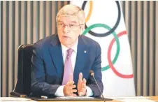  ?? — AFP photo ?? Bach opens an executive board meeting at IOC headquarte­rs in Lausanne.