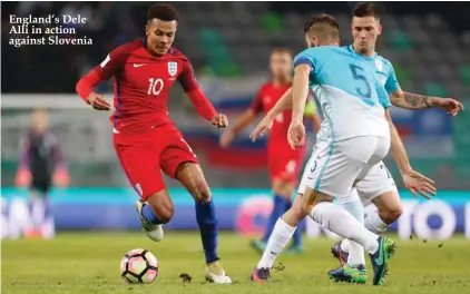  ??  ?? England’s Dele Alli in action against Slovenia