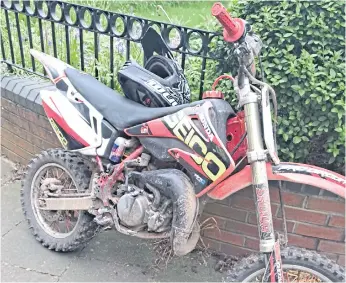  ?? ?? One of the motorbikes police seized.