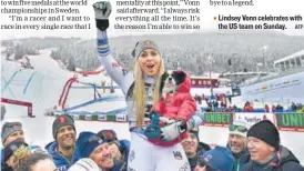  ?? AFP ?? Lindsey Vonn celebrates with ▪ the US team on Sunday.