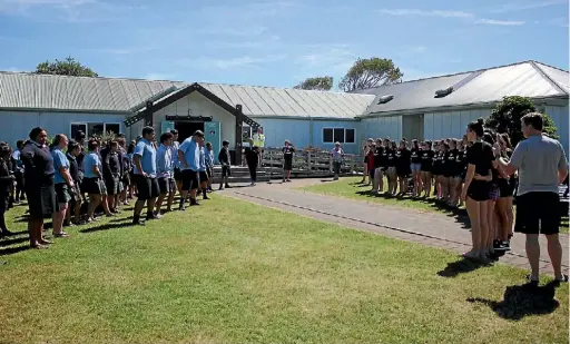  ??  ?? The Canadian National Anthem was followed with a haka by the Hawera students.