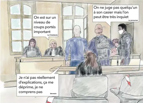  ??  ?? Je n’ai pas réellement d’explicatio­ns, ça me déprime, je ne comprens pas On est sur un niveau de coups portés important On ne juge pas quelqu’un à son casier mais l’on peut être très inquiet