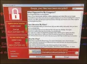  ?? @FENDIFILLE ?? This image provided by the Twitter page of @fendifille shows a computer at a British hospital that was hit by ransomware Friday. The attackers are demanding payments via bitcoin to unlock computers.