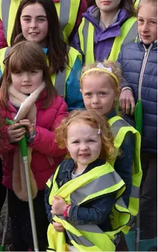  ??  ?? Little Nancy Walsh even brought her gold wellington boots to the Spring Clean held in Blackrock