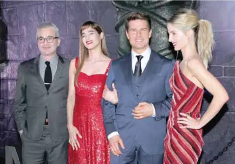  ?? | NICOLÁS CORTE ?? Alex Kurtzman, director de La momia, Sofia Boutella, Tom Cruise y Annabelle Wallis presentaro­n la cinta en el Museo Soumaya de la CDMX.