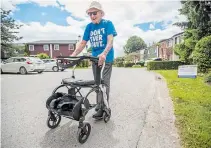  ?? BOB TYMCZYSZYN TORSTAR ?? Chuck Page, who turns 100 in August, continues to make strides in his neighbourh­ood as he raises money for Hotel Dieu Shaver Health and Rehabilita­tion Centre.