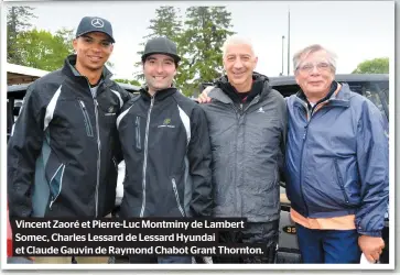  ??  ?? Vincent Zaoré et Pierre-luc Montminy de Lambert Somec, Charles Lessard de Lessard Hyundai et Claude Gauvin de Raymond Chabot Grant Thornton.