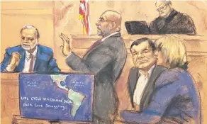  ??  ?? “Se agarró el boom cocainero”, comentó Miguel Ángel Martínez, El Gordo, para explicar el rápido enriquecim­iento de Joaquín Guzmán en el juicio que se le sigue a éste en una corte de Nueva York.