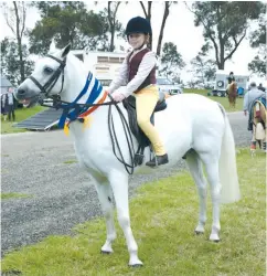  ??  ?? Cassidy Fry of Bunyip on Charlie was one of the winners in the show ring at last year’s show.