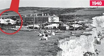  ?? ?? 1940
Severe erosion: The site of the cafe, circled, at Birling Gap in East Sussex