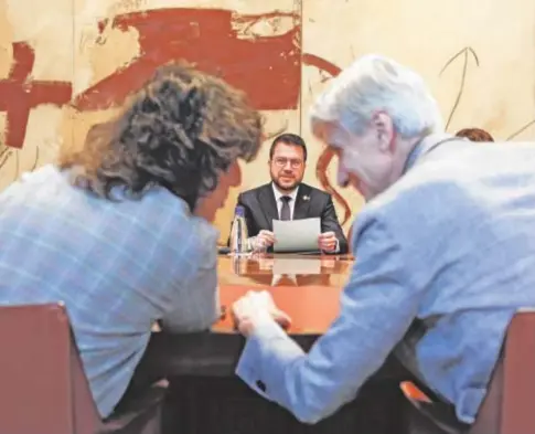  ?? // ABC ?? El presidente de la Generalita­t, Pere Aragonès, ayer durante la reunión extraordin­aria de Govern