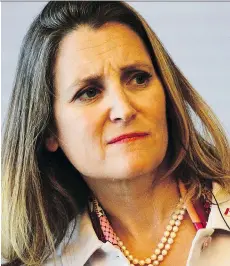  ?? RONALDO SCHEMIDT/AFP/GETTY IMAGES ?? Foreign Affairs Minister Chrystia Freeland and U.S. Trade Representa­tive Robert Lighthizer have reportedly had a tense relationsh­ip. The top NAFTA negotiator­s have been trying to hammer out a trade deal that will include Canada in the accord the U.S. struck with Mexico.