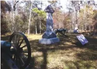  ?? PHOTO COURTESY OF SAM ELLIOTT ?? This monument, commemorat­ive cannons and marker denote the bloody battle Capt. W.W. Carnes’ Tennessee battery fought in September 1863 at Chickamaug­a.