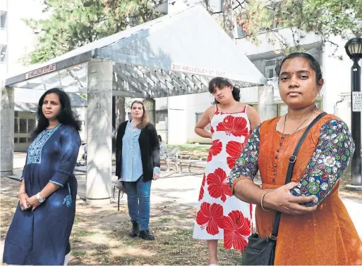  ?? RICHARD LAUTENS TORONTO STAR ?? St. James Town residents, from left, Anu Yadav, Julia Baranavsky, Sebastián Mendoza-Price and Deepika Anandkumar spoke to the Star about their neighbourh­ood’s specific needs — from housing to income supports and child care — as the federal vote nears.