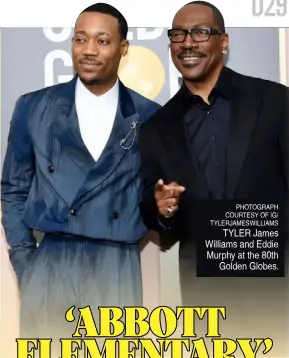  ?? PHOTOGRAPH COURTESY OF IG/ TYLERJAMES­WILLIAMS ?? TYLER James Williams and Eddie Murphy at the 80th Golden Globes.