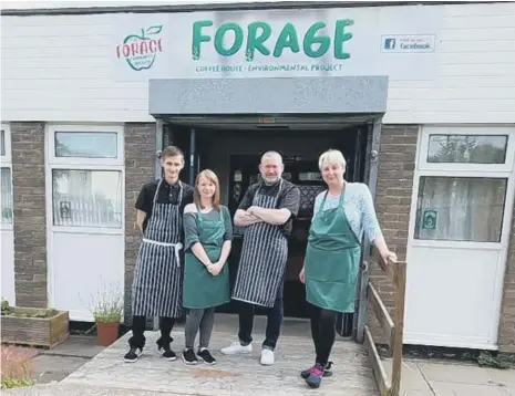  ??  ?? Diane Richardson (right) with members of staff at The Forage Coffee House, Shaun, Julie and Lee.