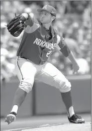  ?? NWA Democrat-Gazette/ANDY SHUPE ?? Arkansas starting pitcher Kacey Murphy pitched in the opening game in the SEC Tournament against South Carolina, but Arkansas Coach Dave Van Horn is going to wait before announcing his starting pitcher for the regional opener against Oral Roberts.