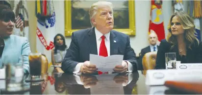  ?? (Carlos Barria/Reuters) ?? US PRESIDENT Donald Trump holds a breakfast meeting with small business leaders yesterday in the Roosevelt Room of the White House.