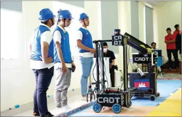  ?? SUPPLIED ?? The Cambodian team contest the finals at World Robocon 2022.